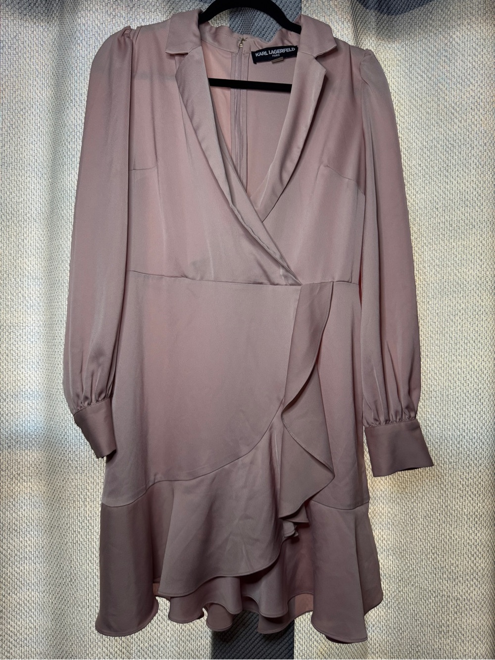 Karl Lagerfeld Blush Pink Long Sleeve Wrap Dress